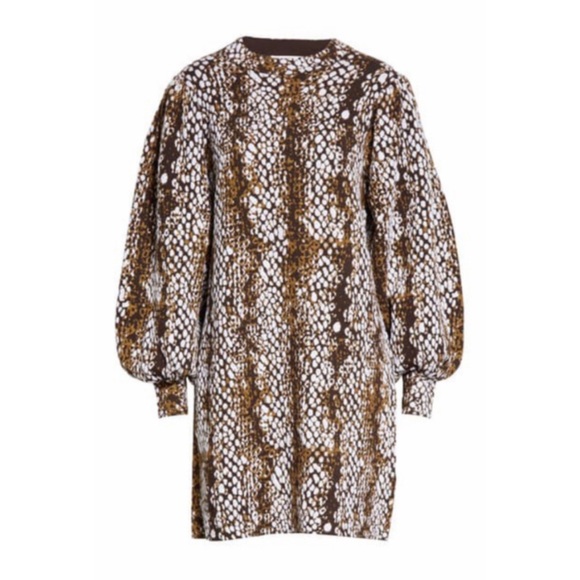 ULLA JOHNSON LINA PYTHON PRINT WOOL DRESS IN BLANC - Picture 3 of 8